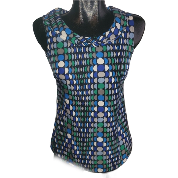 Banana Republic Multi Colored Circular Patterned Sleeveless Top Sz.0 - Picture 1 of 6